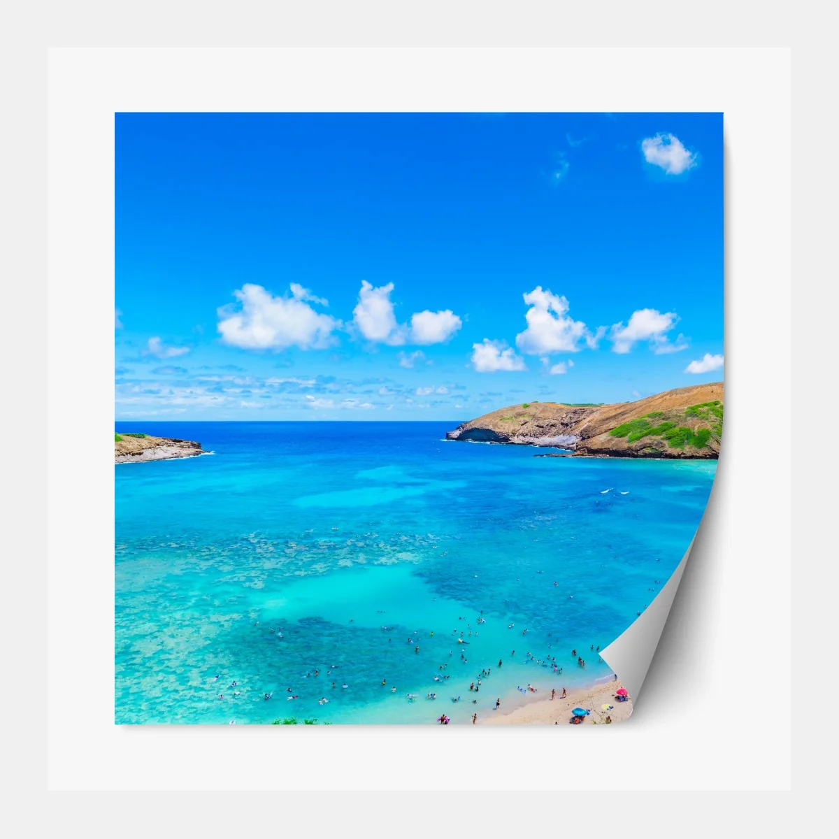 Repositionierbarer Aufkleber tropische türkisfarbene bucht panorama – Wallnifity®