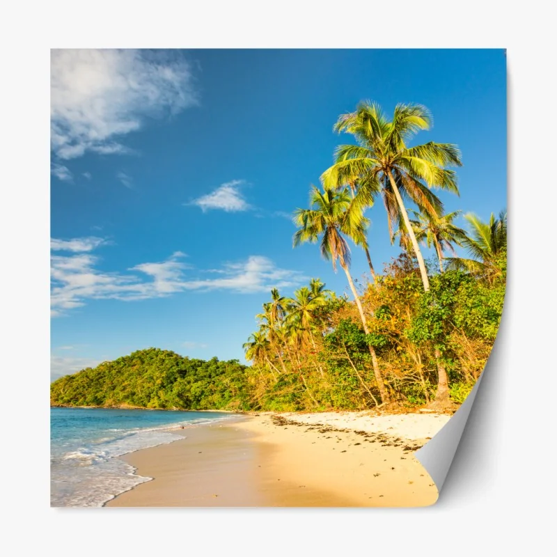 Repositionierbarer Aufkleber sonnenbeschienenes Santorini-dorf am meer – Wallnifity®