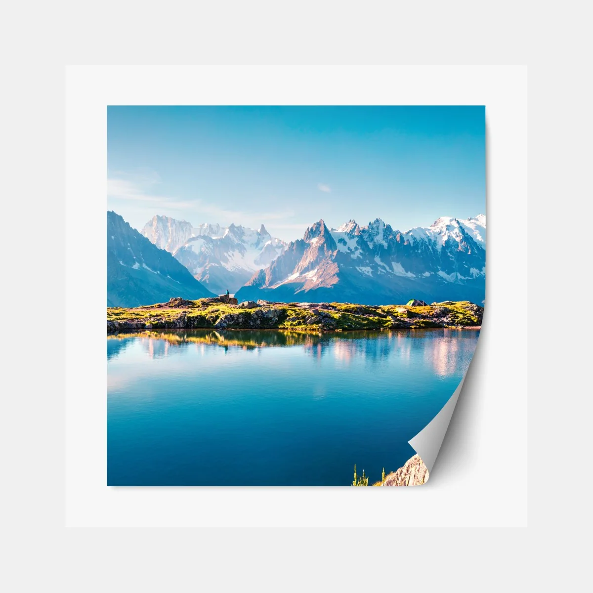 Repositionierbarer Aufkleber Lac Blanc mit Blick auf Mont Blanc – Wallnifity® Repositionierbarer Aufkleber Lac Blanc mit Blick auf Mont Blanc – Wallnifity®
