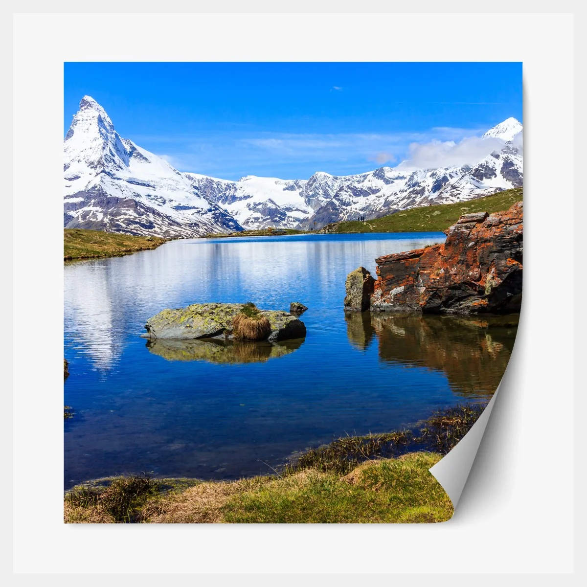 Repositionierbarer Aufkleber ruhige spiegelung des Matterhorns am Stellisee, Zermatt – Wallnifity® Repositionierbarer Aufkleber ruhige spiegelung des Matterhorns am Stellisee, Zermatt – Wallnifity®