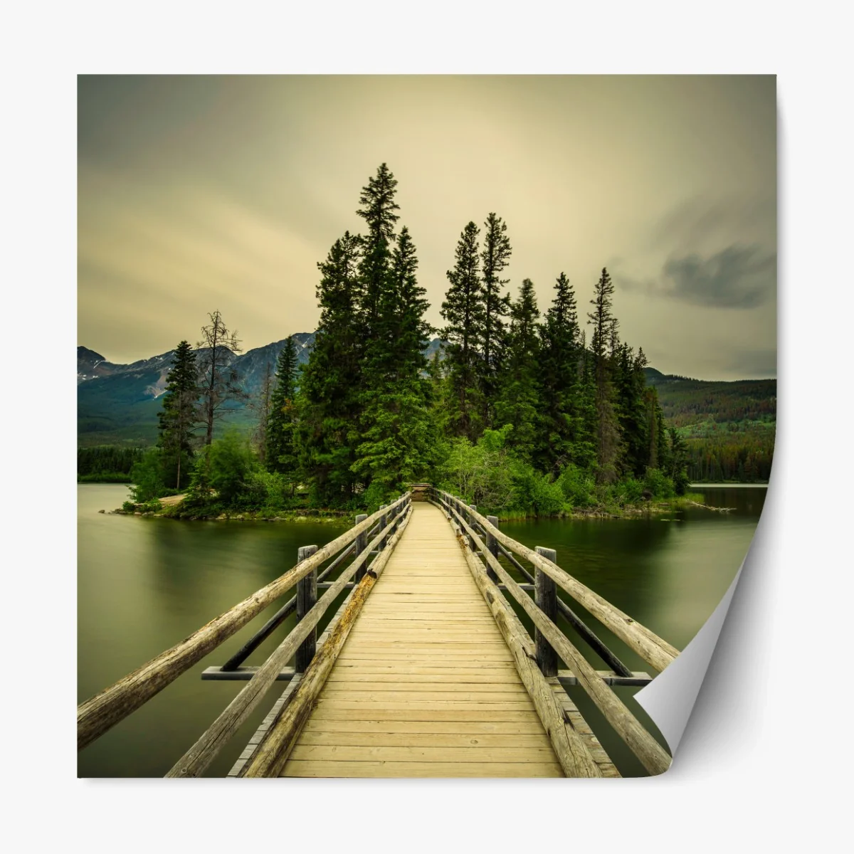 Repositionierbarer Aufkleber abendlicher weg zur Pyramid Island, Jasper National Park – Wallnifity®