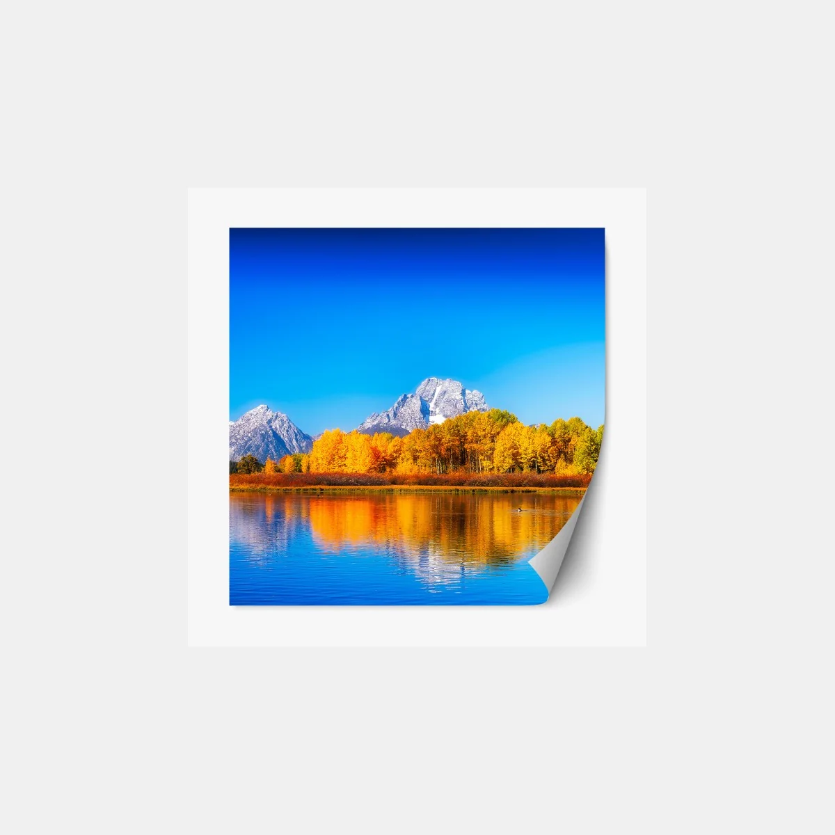 Repositionierbarer Aufkleber herbstliche berge und seenlandschaft – Wallnifity® Repositionierbarer Aufkleber herbstliche berge und seenlandschaft – Wallnifity®