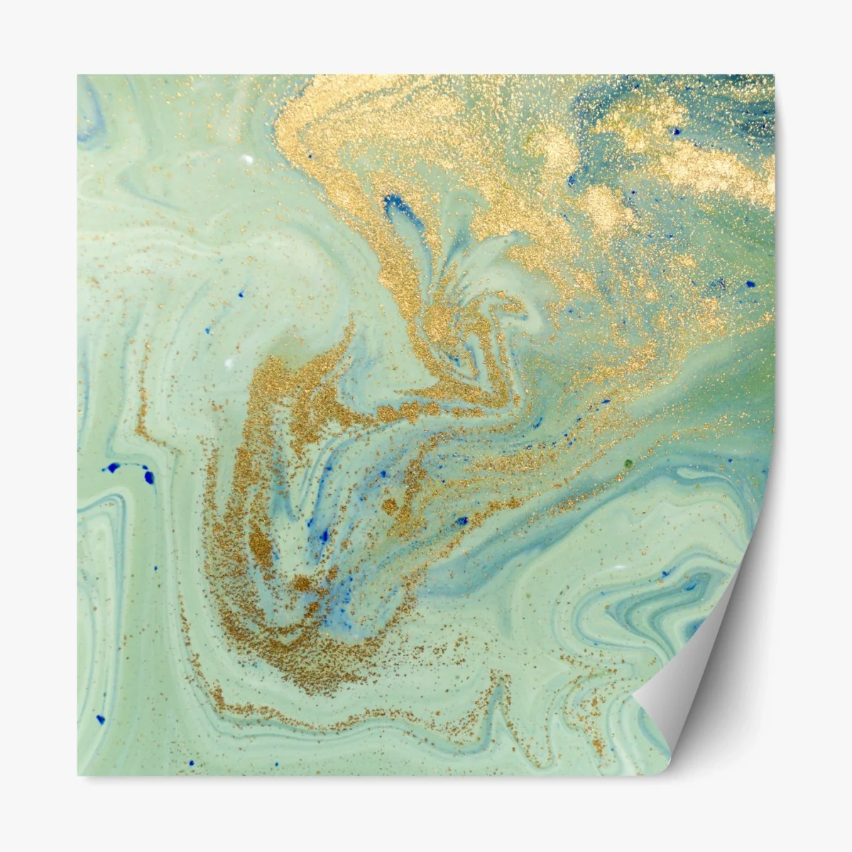 Repositionierbarer Aufkleber türkiser marmor mit goldenen akzenten – Wallnifity® Repositionierbarer Aufkleber türkiser marmor mit goldenen akzenten – Wallnifity®