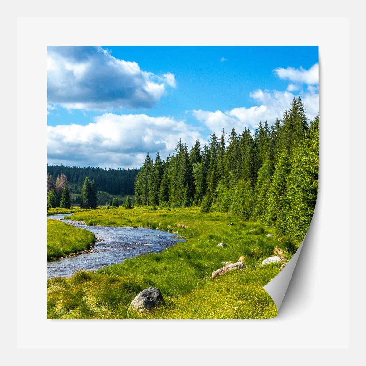 Repositionierbarer Aufkleber ruhige flusslandschaft – Wallnifity® Repositionierbarer Aufkleber ruhige flusslandschaft – Wallnifity®