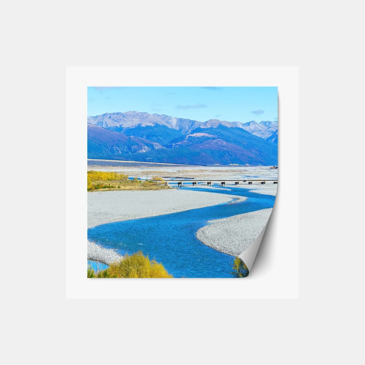 Repositionierbarer Aufkleber herbstliche flussbiegung im Arthur's Pass National Park, South Island, New Zealand – Wallnifity®