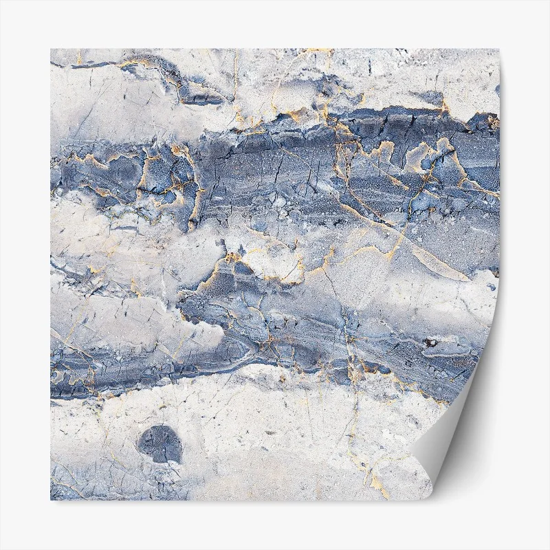 Repositionierbarer Aufkleber blauer marmor mit goldenen adern