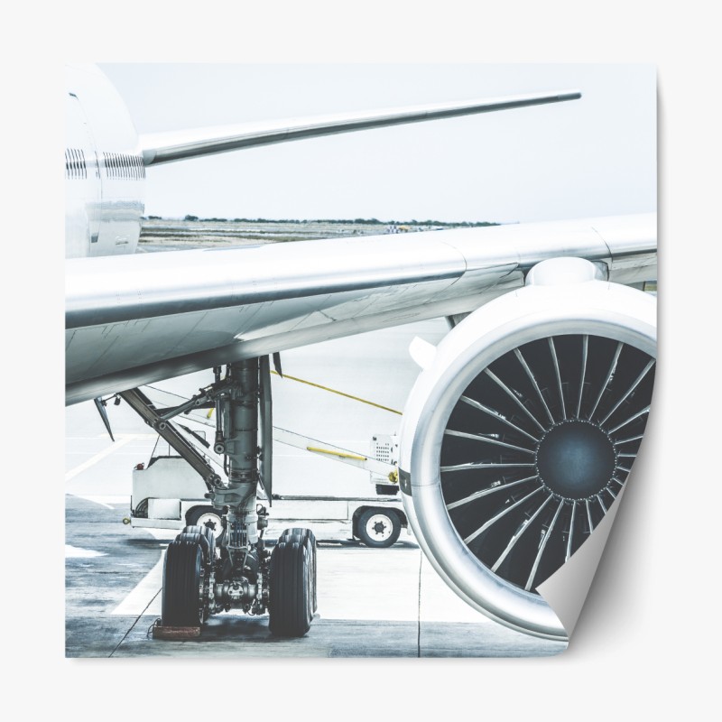 Repositionierbarer Aufkleber nahaufnahme triebwerk am terminal