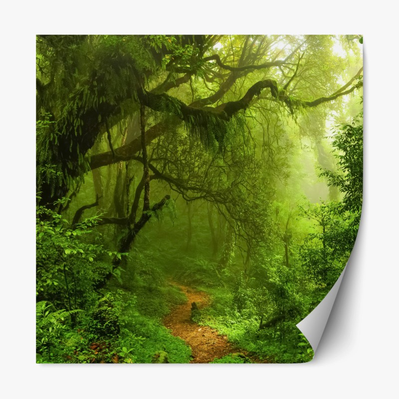 Repositionierbarer Aufkleber blaues muster mit vögeln und blüten im vintage-stil – Wallnifity®