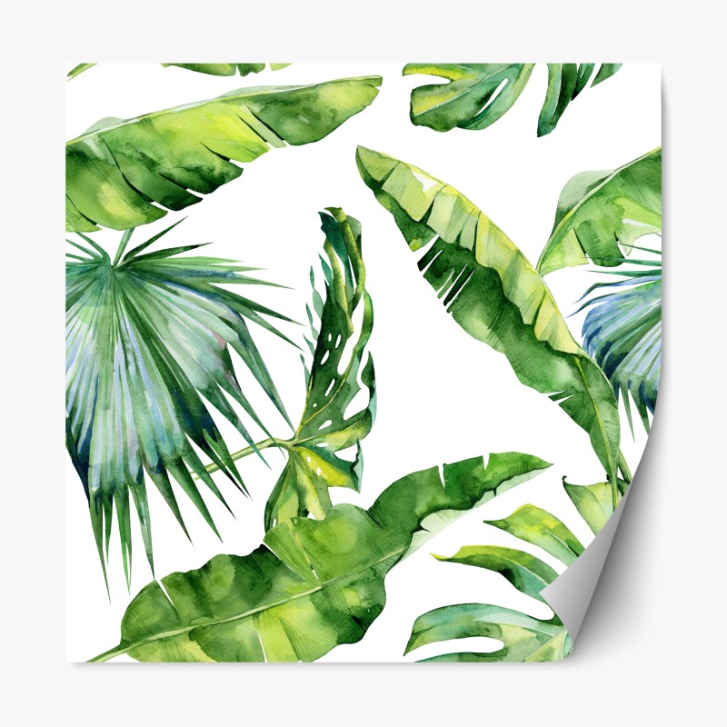 Repositionierbarer Aufkleber tropisches aquarell palmblätter design