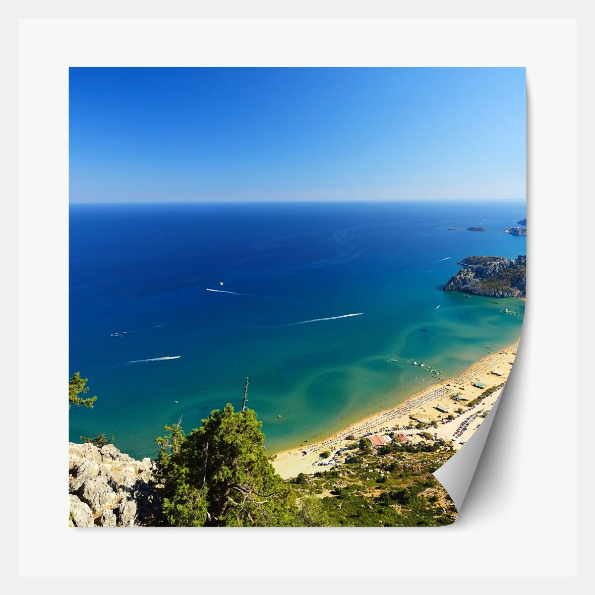 Repositionierbarer Aufkleber ruhige türkisfarbene küstenpanorama – Wallnifity®