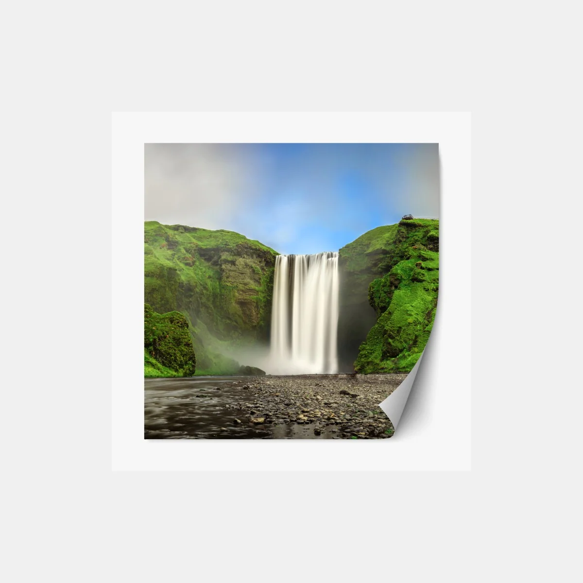 Repositionierbarer Aufkleber panorama des wasserfalls Skogafoss – Wallnifity® Repositionierbarer Aufkleber panorama des wasserfalls Skogafoss – Wallnifity®