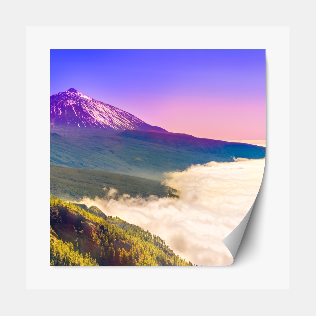 Repositionierbarer Aufkleber vulkanischer gipfel Teide über einem meer aus wolken – Wallnifity®