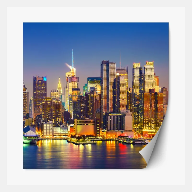 Repositionierbarer Aufkleber Manhattan skyline bei dämmerung