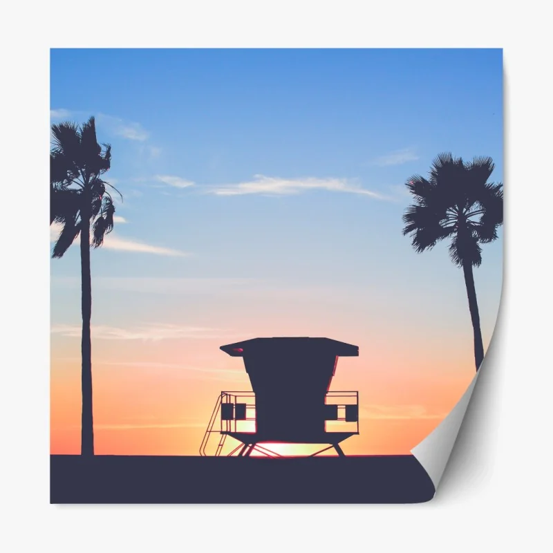 Repositionierbarer Aufkleber nebeliger goldener sonnenaufgang über waldsee – Wallnifity®