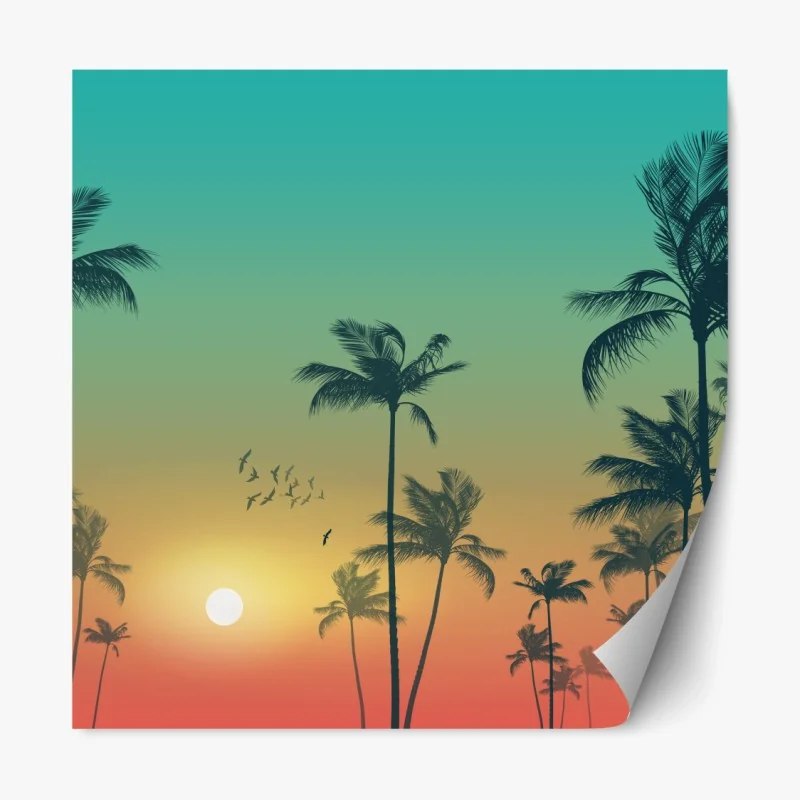 Repositionierbarer Aufkleber leuchtende tropische vögel im dschungel – Wallnifity®