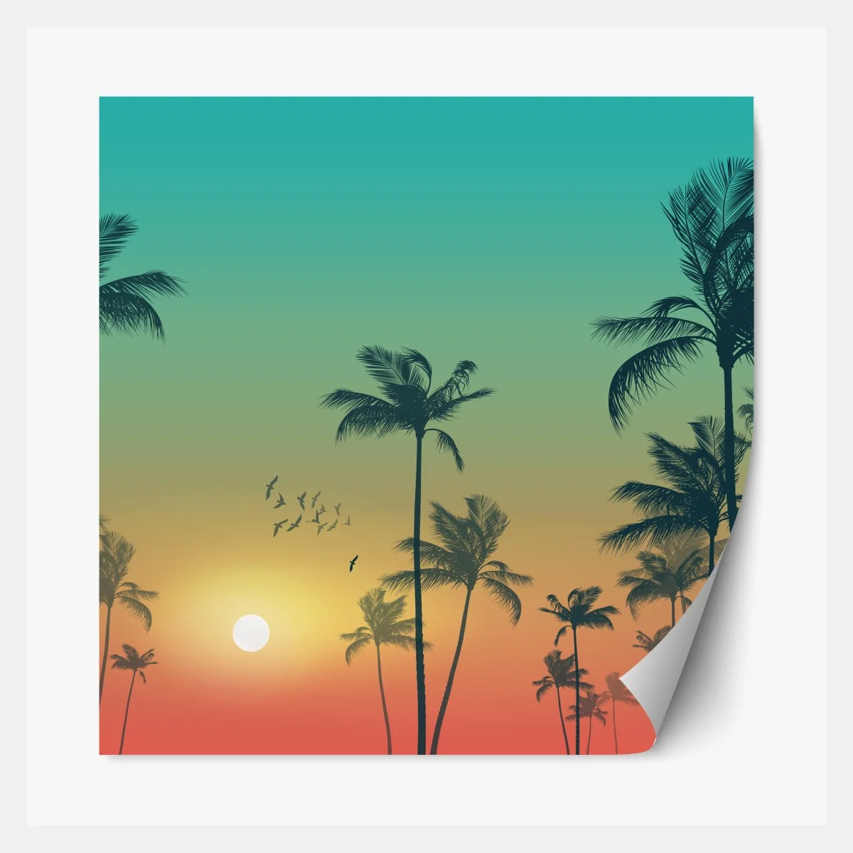 Repositionierbarer Aufkleber tropischer sonnenuntergang mit palmensilhouetten – Wallnifity® Repositionierbarer Aufkleber tropischer sonnenuntergang mit palmensilhouetten – Wallnifity®