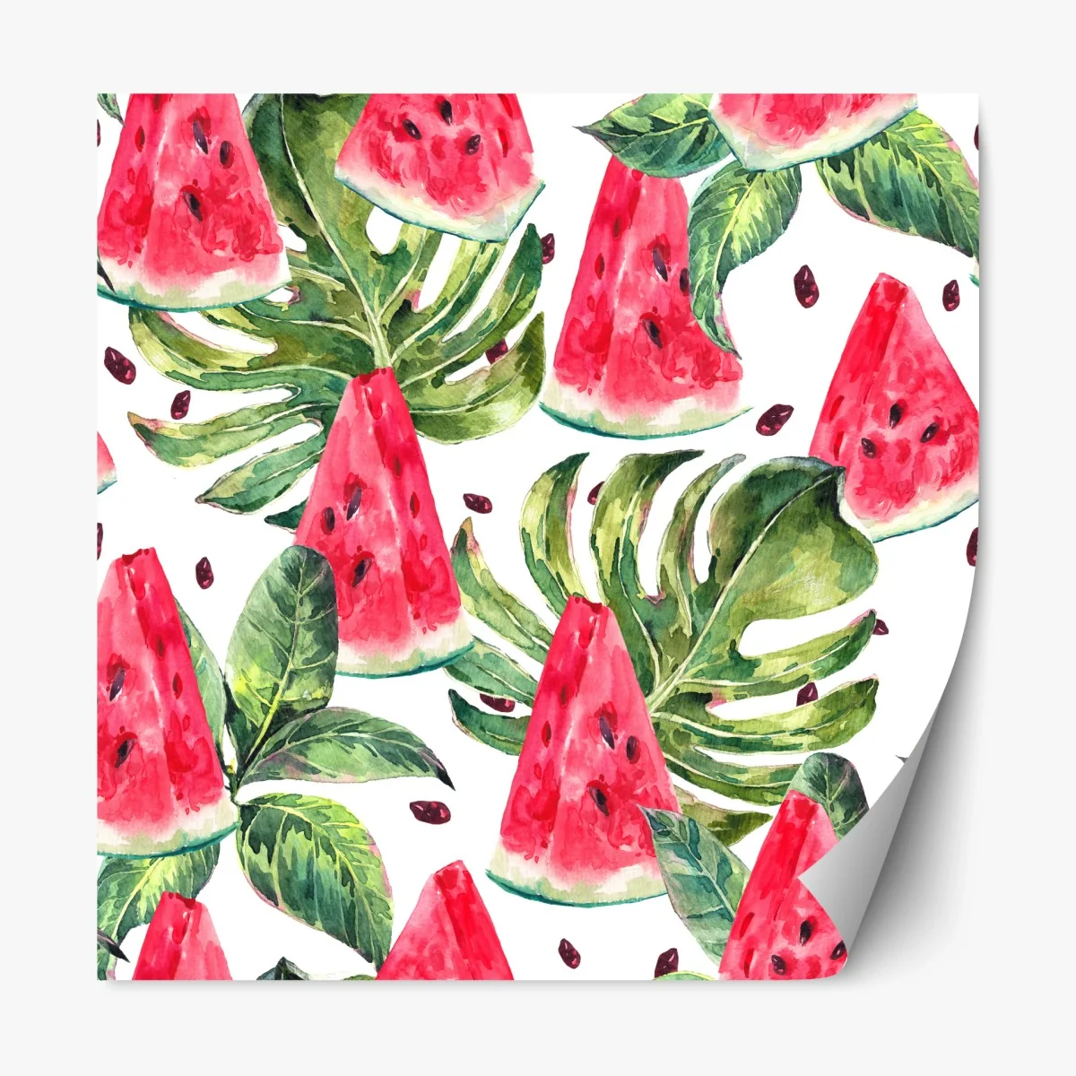 Repositionierbarer Aufkleber aquarell wassermelonen sommermuster – Wallnifity®