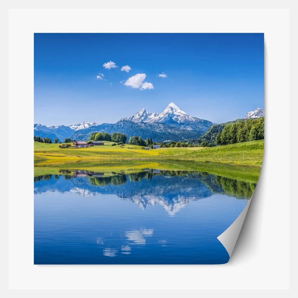 Repositionierbarer Aufkleber alpine spiegelung: ruhige berglandschaft – Wallnifity®