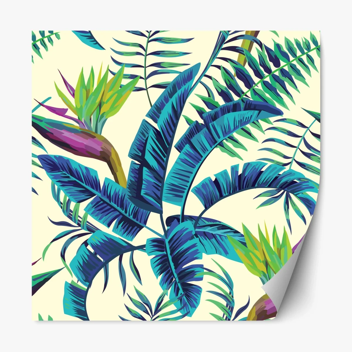 Repositionierbarer Aufkleber tropische türkisblätter – Wallnifity® Repositionierbarer Aufkleber tropische türkisblätter – Wallnifity®