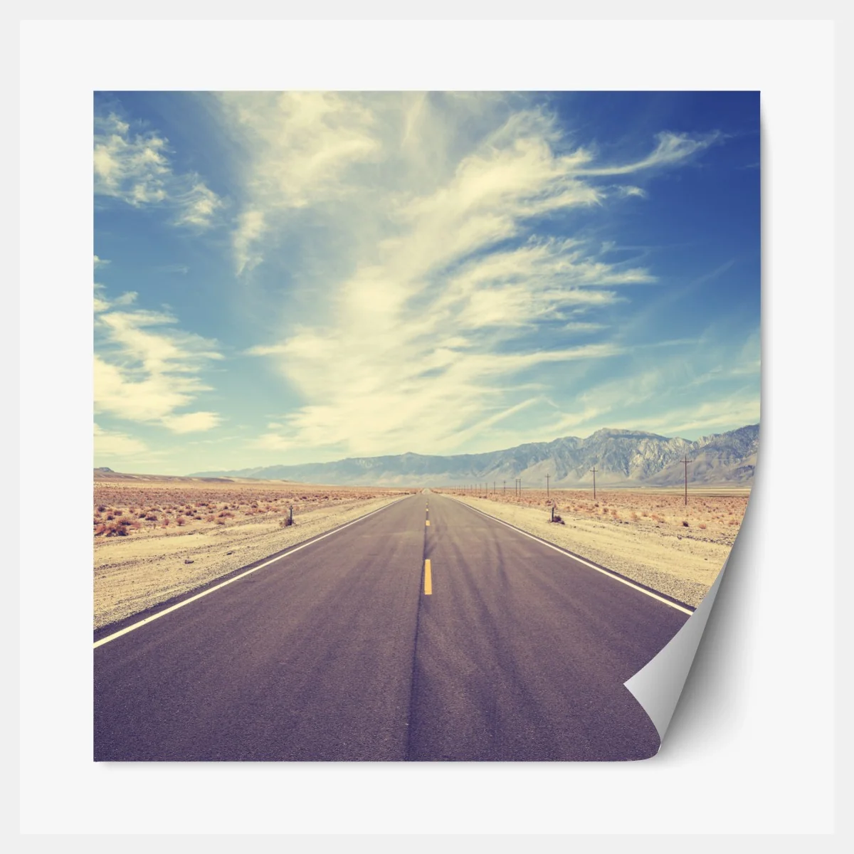 Repositionierbarer Aufkleber vintage landstraße unter weitem himmel – Wallnifity®