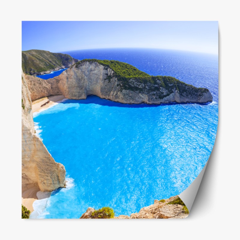 Repositionierbarer Aufkleber türkisblauer klippenstrand panorama