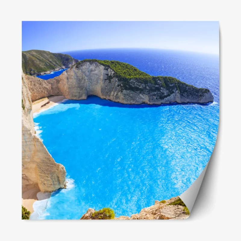 Repositionierbarer Aufkleber türkisblauer klippenstrand panorama – Wallnifity®