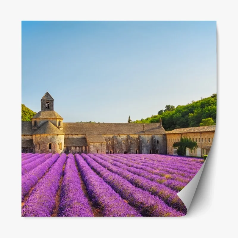 Repositionierbarer Aufkleber lavendelfelder bei Abtei Sénanque, Provence – Wallnifity® Repositionierbarer Aufkleber lavendelfelder bei Abtei Sénanque, Provence – Wallnifity®