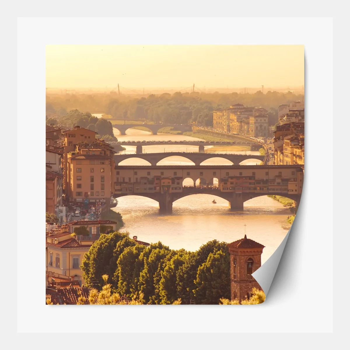 Repositionierbarer Aufkleber goldener sonnenuntergang über Ponte Vecchio, Florenz – Wallnifity® Repositionierbarer Aufkleber goldener sonnenuntergang über Ponte Vecchio, Florenz – Wallnifity®