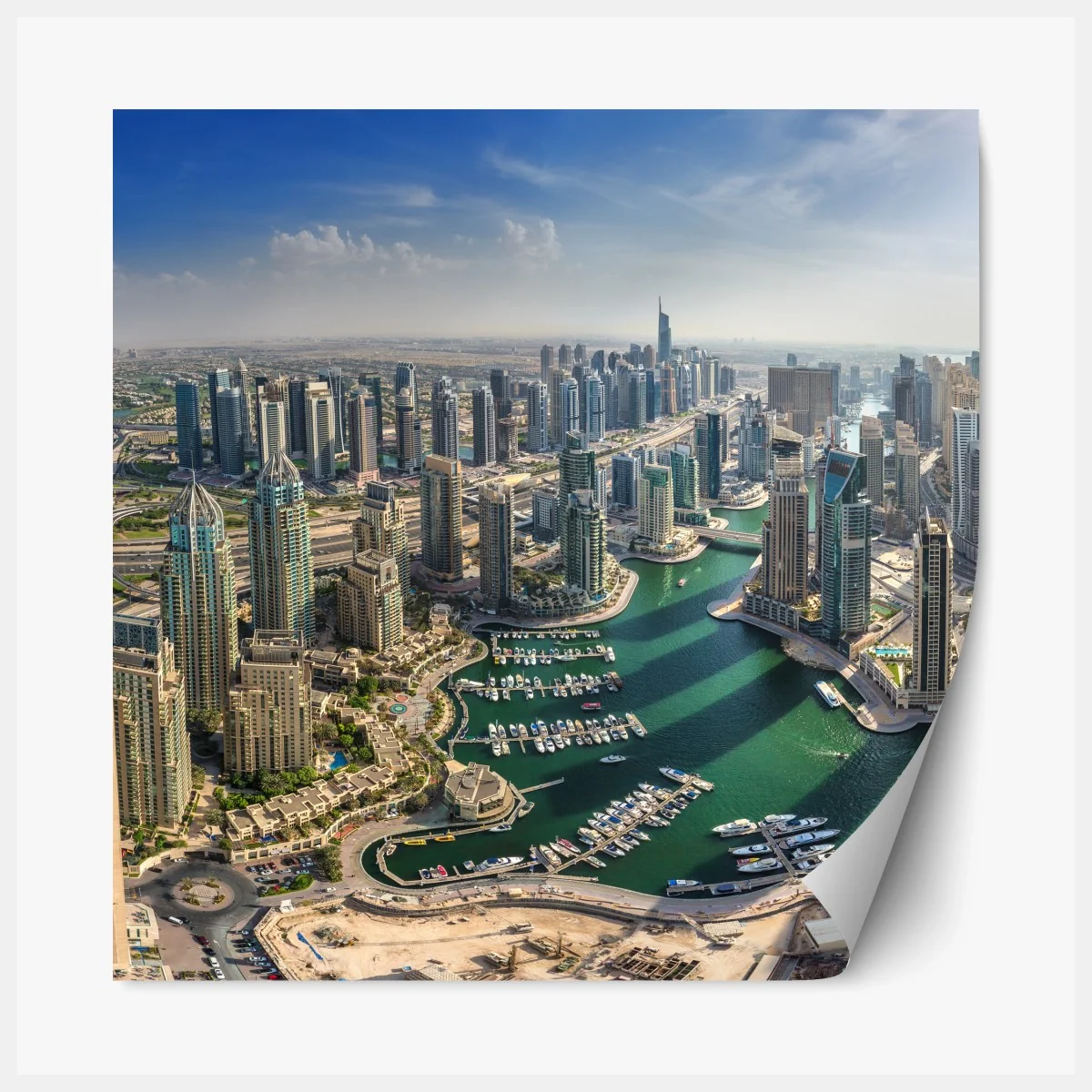Repositionierbarer Aufkleber Dubai Marina panorama skyline – Wallnifity® Repositionierbarer Aufkleber Dubai Marina panorama skyline – Wallnifity®