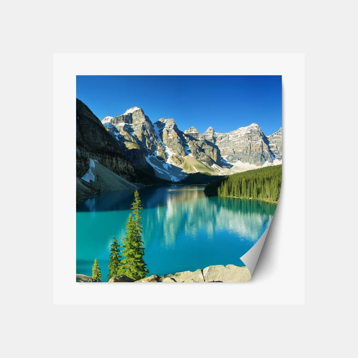 Repositionierbarer Aufkleber ruhiger türkisfarbener bergsee – Wallnifity® Repositionierbarer Aufkleber ruhiger türkisfarbener bergsee – Wallnifity®