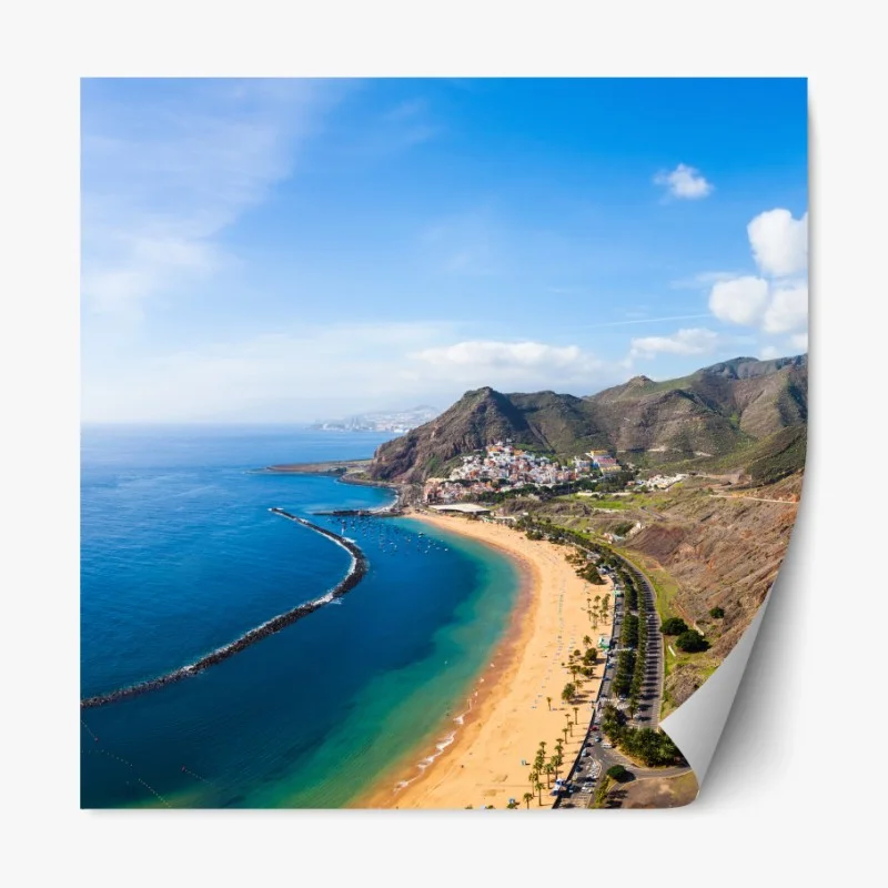 Repositionierbarer Aufkleber strand Las Teresitas, panorama Teneriffa