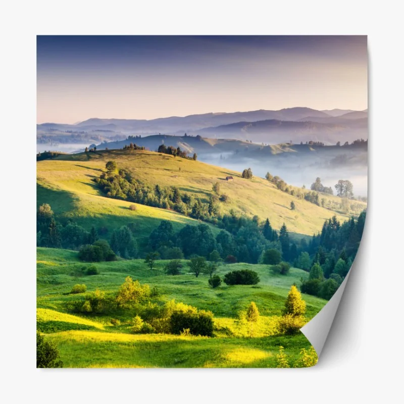 Repositionierbarer Aufkleber sonnenbeschienenes Santorini-dorf am meer – Wallnifity®