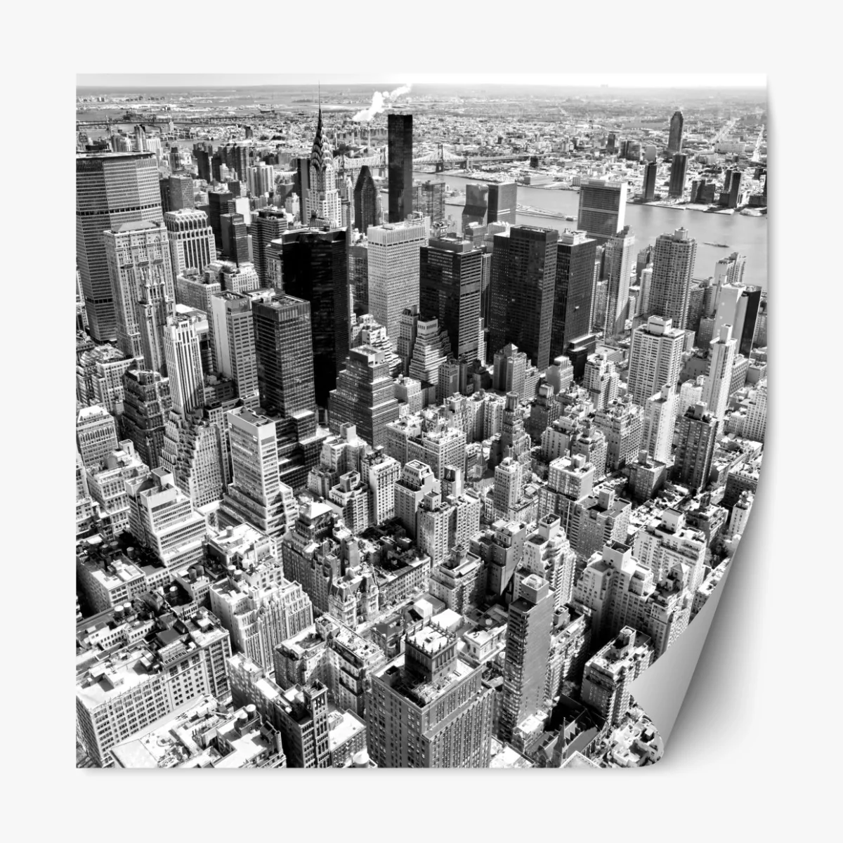 Repositionierbarer Aufkleber luftaufnahme der skyline von Manhattan in schwarzweiß – Wallnifity®