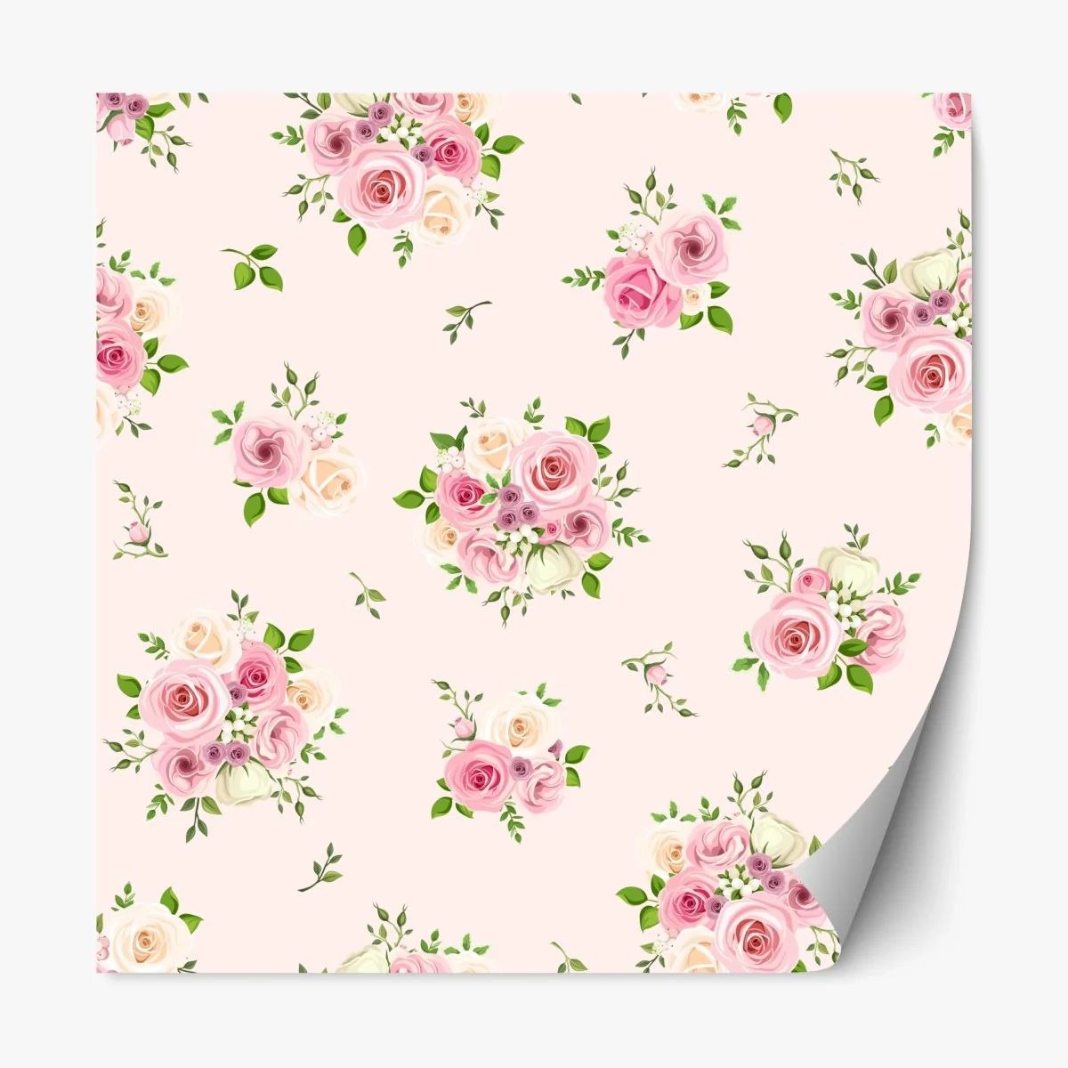 Repositionierbarer Aufkleber zartes rosenmuster in pastellrosa – Wallnifity®