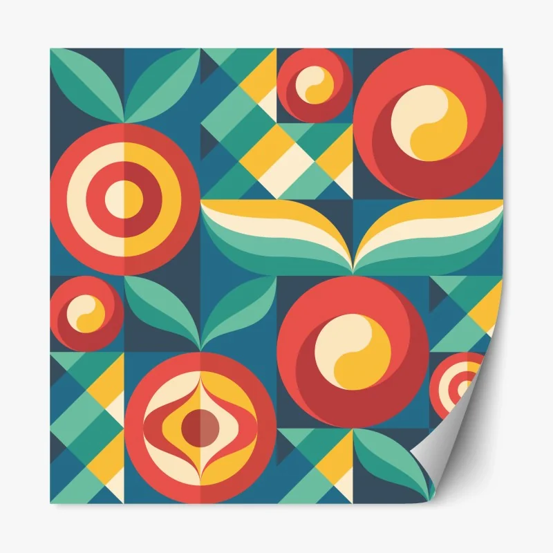 Repositionierbarer Aufkleber lebhaftes geometrisches blumenmuster