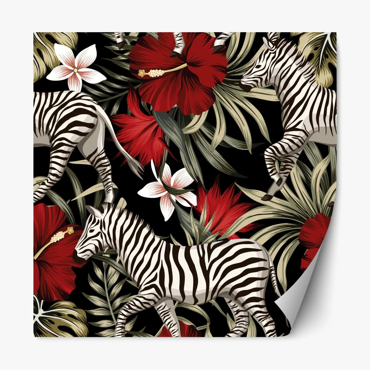 Repositionierbarer Aufkleber tropisches zebra-blumenmuster – Wallnifity®