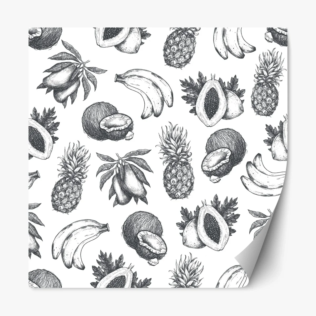 Repositionierbarer Aufkleber handgezeichnetes muster tropischer früchte – Wallnifity®