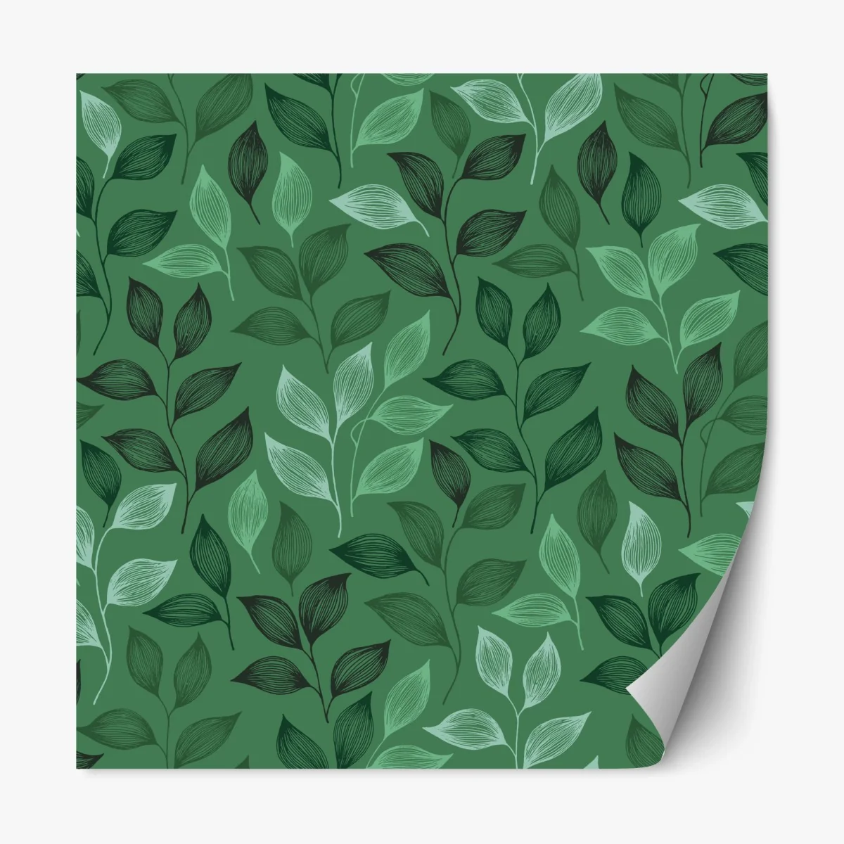 Repositionierbarer Aufkleber grünes botanisches blättermuster – Wallnifity®