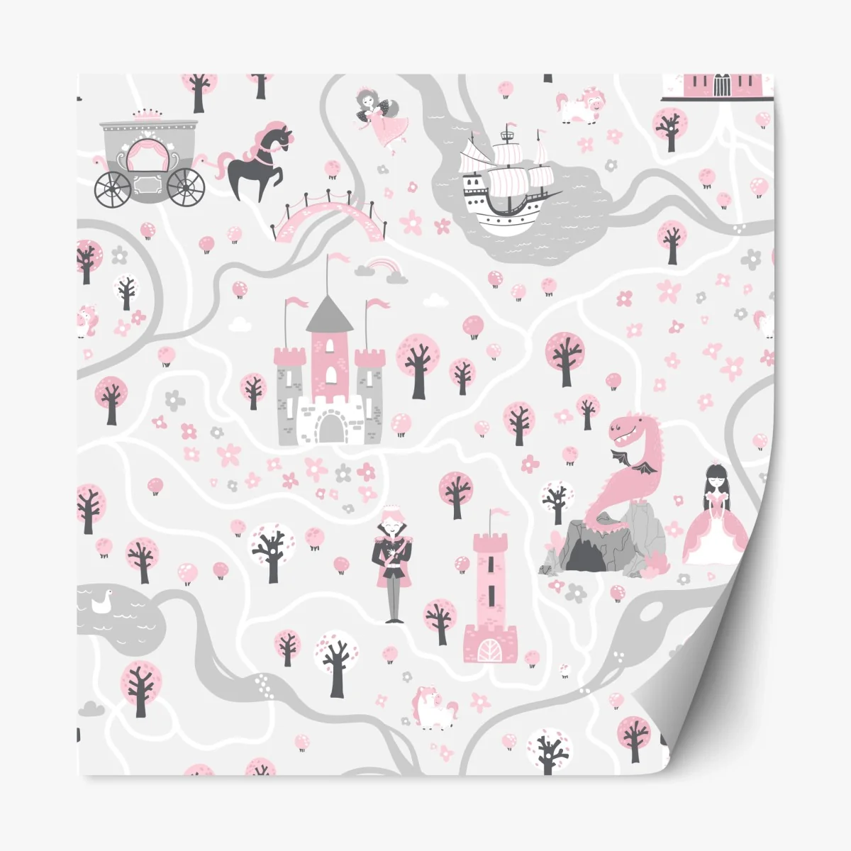 Repositionierbarer Aufkleber pastell märchenkarte – Wallnifity®