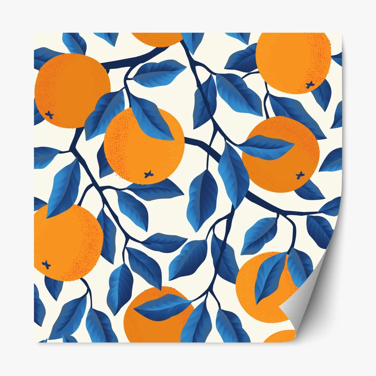 Repositionierbarer Aufkleber kräftiges zitrusmuster in orange und blau – Wallnifity®