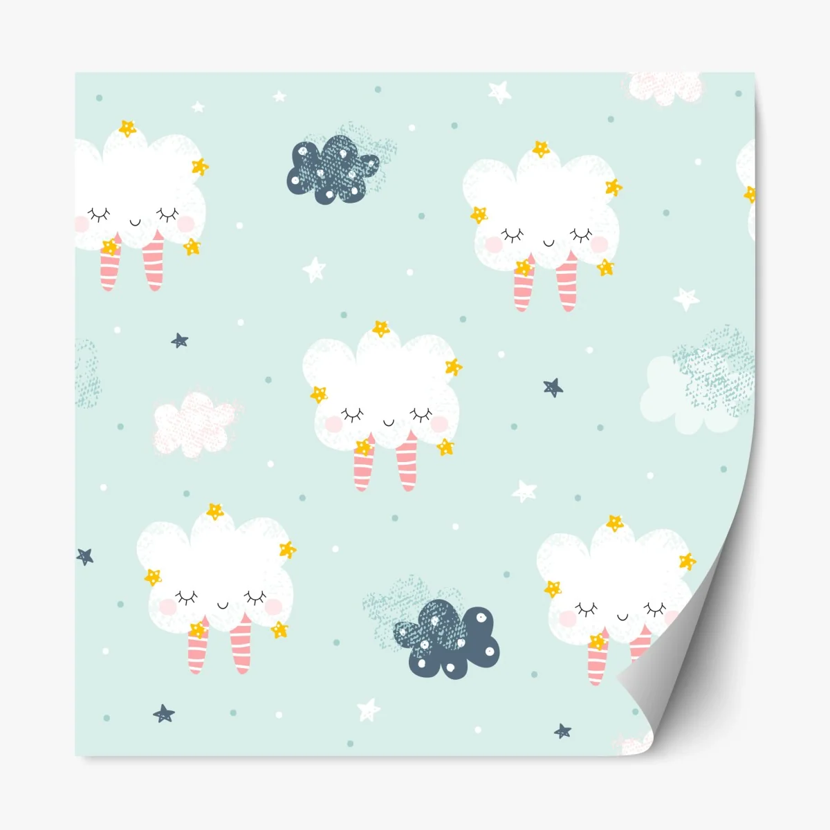 Repositionierbarer Aufkleber schlafende wolken kinderzimmer muster – Wallnifity® Repositionierbarer Aufkleber schlafende wolken kinderzimmer muster – Wallnifity®