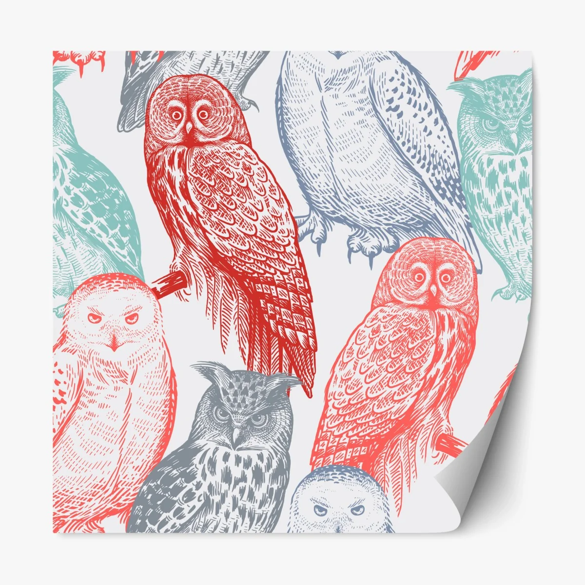 Repositionierbarer Aufkleber farbenfrohes eulenmuster – Wallnifity® Repositionierbarer Aufkleber farbenfrohes eulenmuster – Wallnifity®