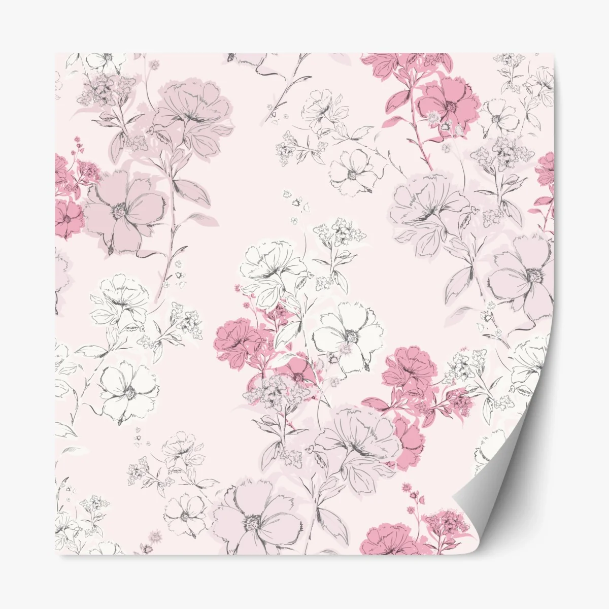 Repositionierbarer Aufkleber zartes rosa blumenmuster – Wallnifity®