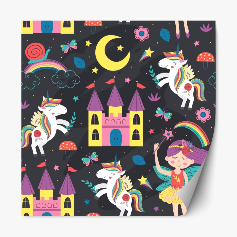 Repositionierbarer Aufkleber magisches einhorn- und feenmuster