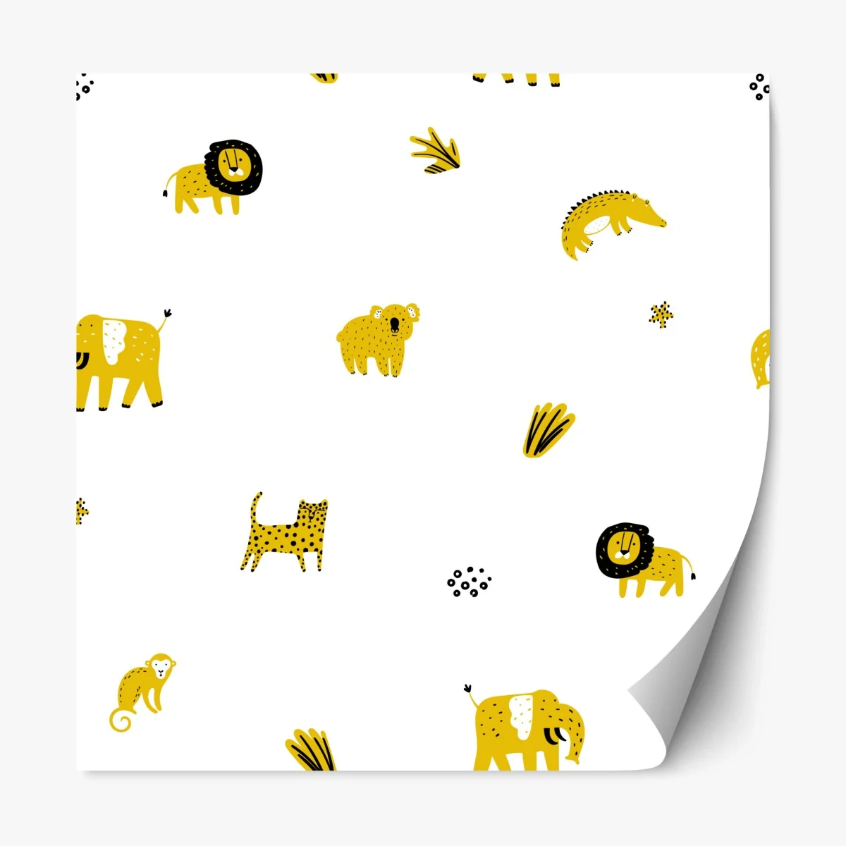 Repositionierbarer Aufkleber verspieltes gelbes safari-tiermuster – Wallnifity® Repositionierbarer Aufkleber verspieltes gelbes safari-tiermuster – Wallnifity®