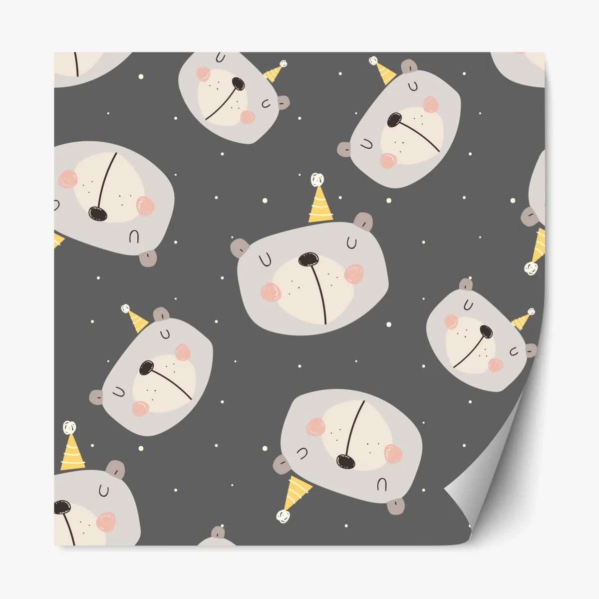 Repositionierbarer Aufkleber pastell schlafende bären muster für kinderzimmer – Wallnifity® Repositionierbarer Aufkleber pastell schlafende bären muster für kinderzimmer – Wallnifity®