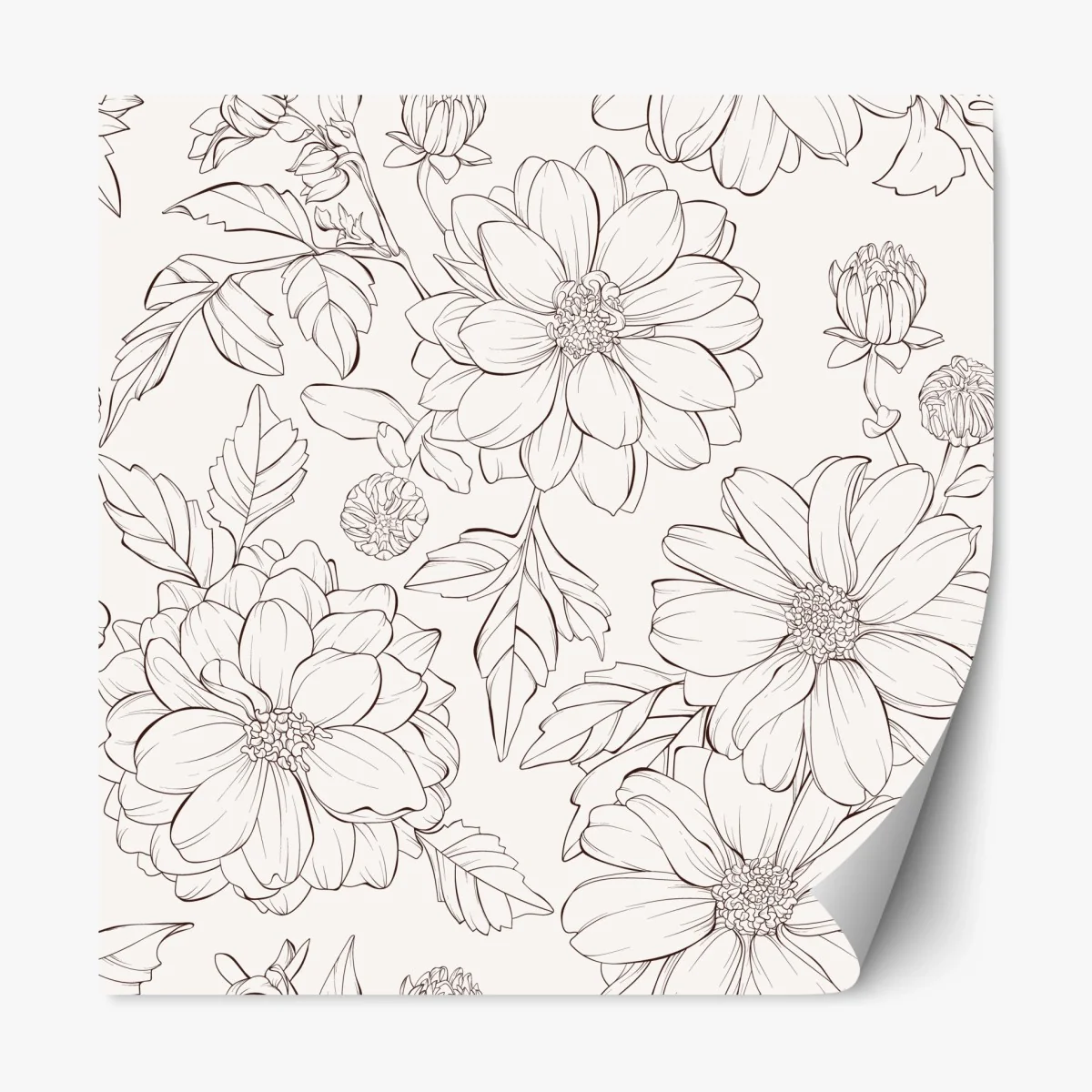 Repositionierbarer Aufkleber zartes botanisches blumenmuster – Wallnifity® Repositionierbarer Aufkleber zartes botanisches blumenmuster – Wallnifity®