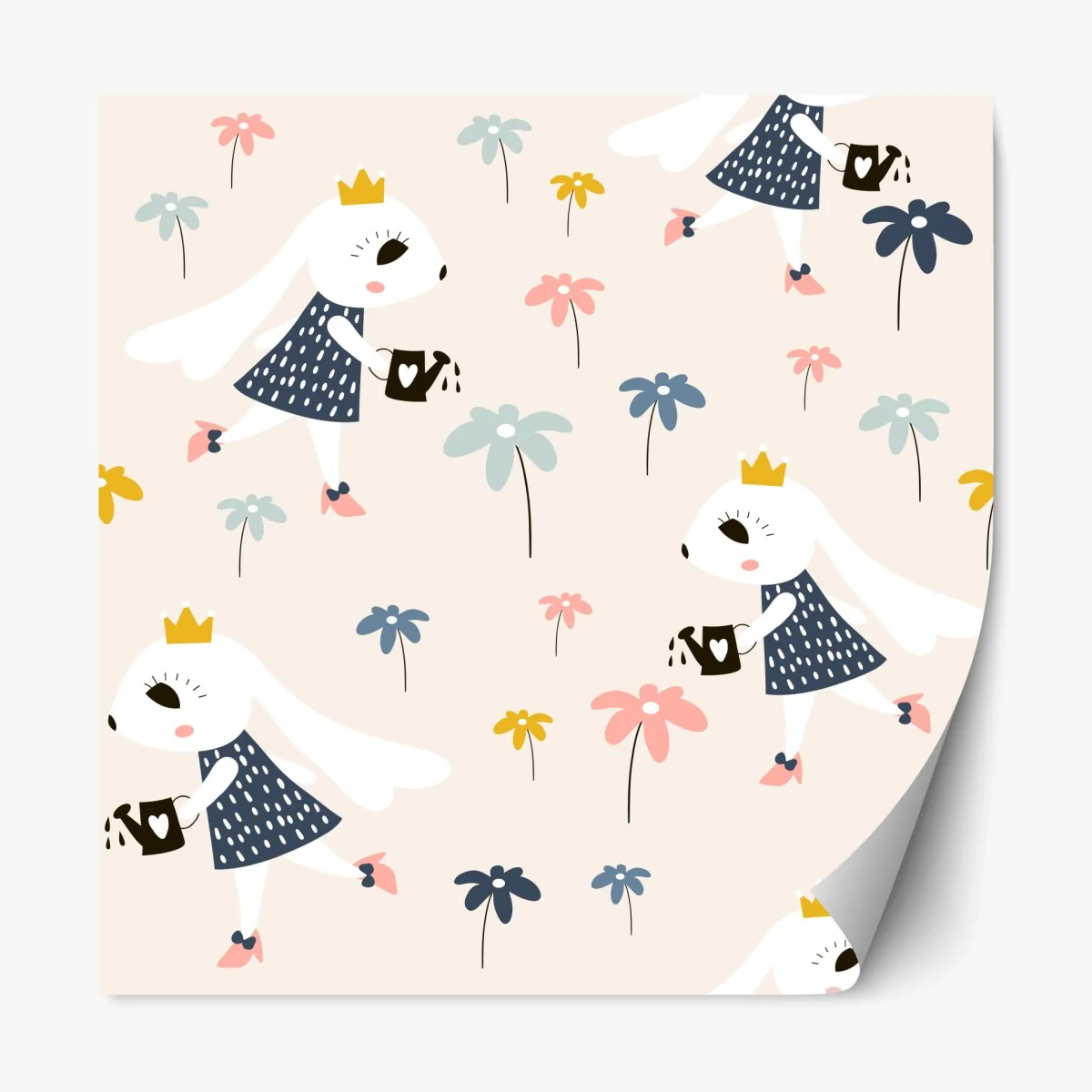 Repositionierbarer Aufkleber muster mit hasenprinzessin – Wallnifity® Repositionierbarer Aufkleber muster mit hasenprinzessin – Wallnifity®