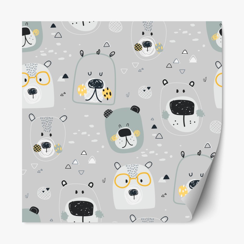 Repositionierbarer Aufkleber verspieltes bärenmuster für kinderzimmer