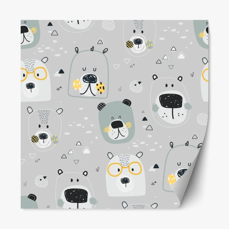Repositionierbarer Aufkleber verspieltes bärenmuster für kinderzimmer